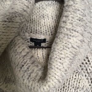 Ann Taylor, turtleneck sweater with silver and off-white knitting. Size medium